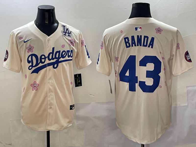 Men Los Angeles Dodgers #43 Banda Cream White Blue Sakura Edition 2025 Nike MLB Jersey style 5->los angeles dodgers->MLB Jersey